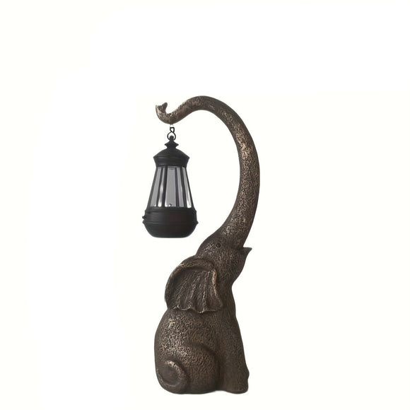 NNETM Solar Elephant Garden Light Sculpture with Lantern