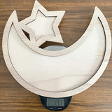 NNETM Wooden Moon and Star Snack Tray Decor