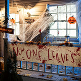 【2D Flat】 Halloween Bloody Banner Yard Sign - Burlap Horror No One Leaves Banner - Scary Halloween Banner Backdrop Decoration for Haunted House Yard Outdoor Fence Garden Parties Decor