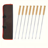 NNETM 8-Pack Stainless Steel BBQ Skewers with Wooden Handles
