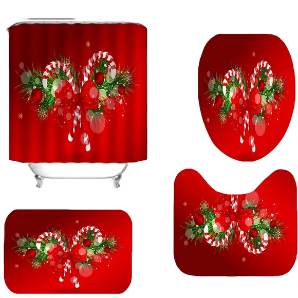 NNETM Merry & Bright: 4-Piece Christmas Bathroom Accessory Set