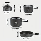NNETM 4pcs Aluminum Camping Cookware Set for Outdoor Cooking