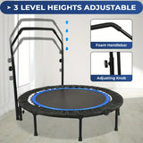 NNETM 1pc 121.92cm Mini Fitness Trampoline with Adjustable Handle - Blue