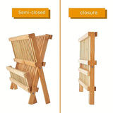 NNETM High Quality Natural Bamboo Dish Rack - Foldable and Compact