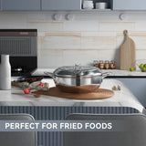 NNETM Stainless Steel Deep Fryer with Temperature Control and Oil Drop Filter Rack