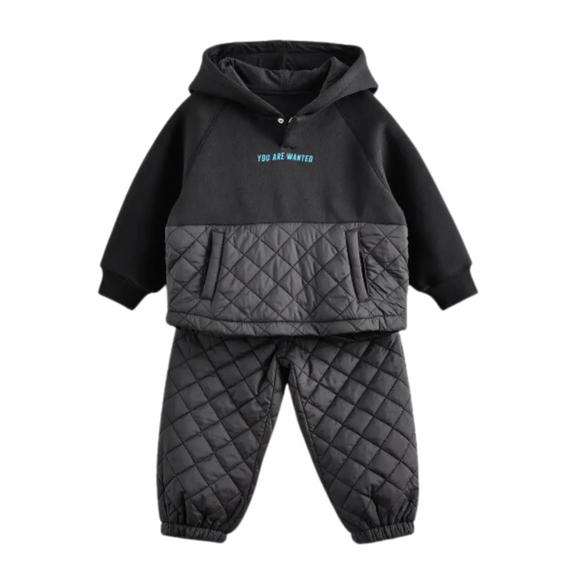 NNEOBA Boys Winter Fashion Stitching Quilted Sports Suit