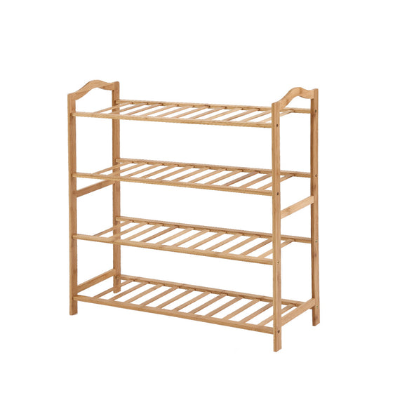 NNEIDS Bamboo Shoe Rack Storage Wooden Organizer Shelf Stand 4 Tiers Layers 80cm