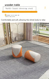 NNETM mporary Leather Splicing Round Dressing Stool - White & Orange