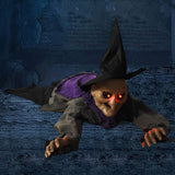 NNETM Witch Skeleton Halloween Crawling Prop with Lights