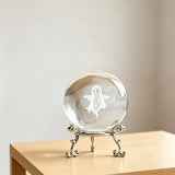 Ghost Crystal Ball Ornament with Metal Stand – Gothic Desktop Decor