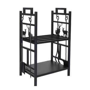 NNETM 2-Tier Firewood Rack with Hooks