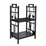 NNETM 2-Tier Firewood Rack with Hooks