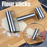 NNETM Stainless Steel Dual-Ended Rolling Pin for Baking