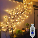 232.6CM 144-LED Bendable Willow Vine Lamp – Artificial Birch Tree