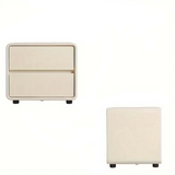 NNETM Bedside Table w/ Fabric Drawers - White