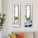 NNETM Wall Mirror Candle Holder Set with Silver Diamonds