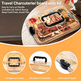 Bamboo Charcuterie Serving Board with Clear Acrylic Lid & Carry Handles