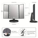 NNETM LED Lights 2X 3X Magnification Lighted Makeup Mirror,  Touch Control, Trifold Makeup Mirror, Rechargeable and dimmable light