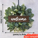 NNETM 2pcs Evergreen Ramadan Artificial Eucalyptus Wreaths for Spring Decor