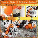 NNETM 105pcs Balloon Garland Kit: Orange & Black with Ghost Skull Balloons for Nightmare Before Christmas, Day of the Dead, Baby Shower. Perfect for Christmas, Halloween Decor