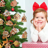 NNETM Wooden Christmas Ornaments: 15pcs Colorful Gingerbread Candy House Theme Festive Holiday