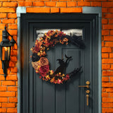 NNETM Gothic Halloween Wreath Witch Cat Moon Decor