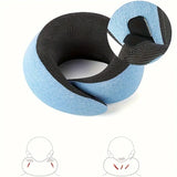NNETM All-Season Travel Pillow - Pure Memory Foam Neck Pillow - Grey+Blue