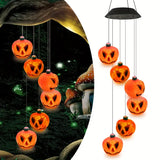 NNETM Spooky Solar Serenade: 6 Glowing Pumpkin Wind Chimes for Halloween