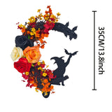 NNETM Gothic Halloween Wreath Witch Cat Moon Decor