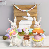 NNETM 3pcs Vintage Easter Rabbit Resin Ornaments Decor