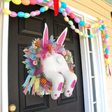 NNETM Rabbit Decoration Garland Bunny Wreath Easter Hanging Decor