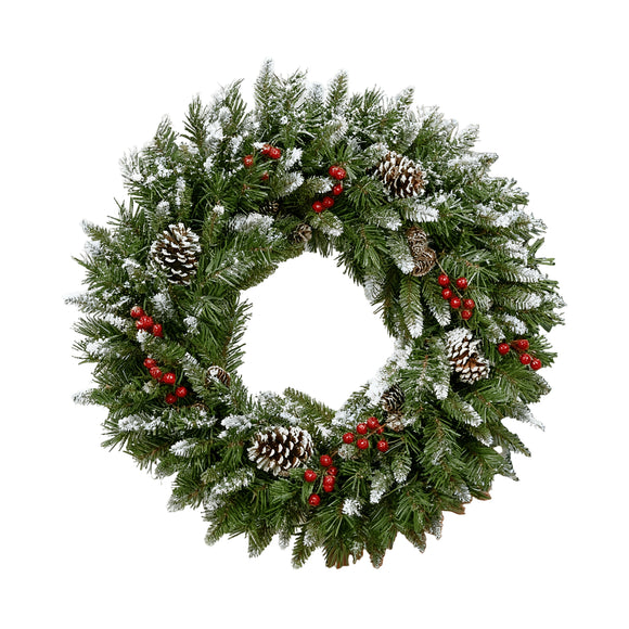 NNETM Christmas Wreath Red Berries Evergreen Door Decoration