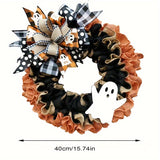 NNETM Halloween Wreath with Ribbons Bells and Bow
