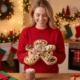 Gingerbread-Shaped Wooden Divided Tray