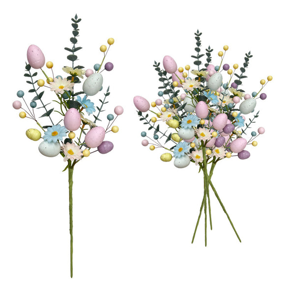 NNETM Pastel Eggs Easter Artificial Flower Bouquet Faux Floral