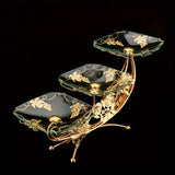 NNETM Golden Moon Metal Glass Tray Centerpiece