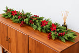 70.87-Inch Red Artificial Poinsettia Berry Vine Flower Garland