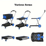 NNETM Double-Layer Trolley Cart with Rubber Wheels