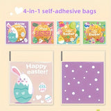 NNETM 100pcs Easter Self-Adhesive Cartoon Plastic Bags