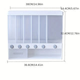 NNEOBA 1pc Wall-Mounted Multi-Grid Food Dispenser - Large Capacity Rice Bucket