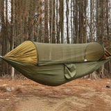 Automatic Quick-Set Camping Hammock with Mosquito Net & Support Poles