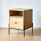 NNETM Wood Bedside Cabinet - Quiet Glide Drawers