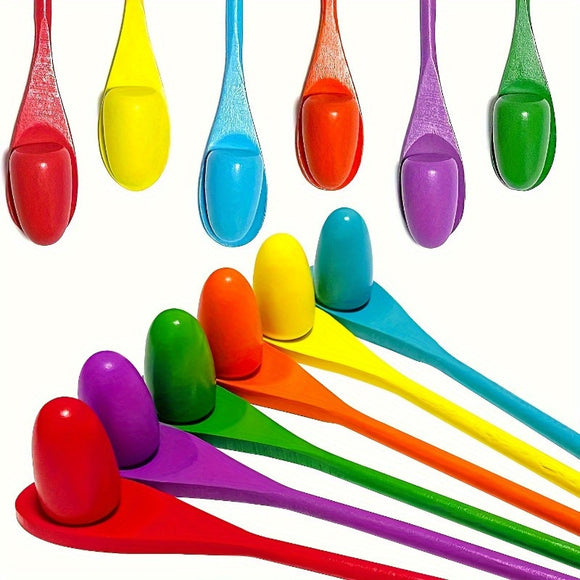 NNETM Wooden Egg Spoon Set for Outdoor Yard Games