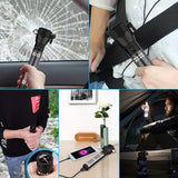 NNETM Multi-Functional Solar Power LED Flashlight - 5-in-1 Outdoor Survival Tool