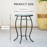 NNETM Terrance Floral Patio Side Table - Small Outdoor Glass End Table