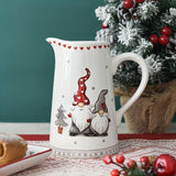 Ceramic Christmas Beverage Jug with Embossed Santa 1pc