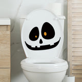 1pc of Self-adhesive Removable PVC Toilet Lid Sticker, Halloween Decoration with Scary Skull Expression Pattern, Self-adhesive Removable PVC Bathroom Decoration Toilet Sticker, Home Decor