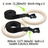 NNETM Wooden Gymnastics Rings with Adjustable Straps
