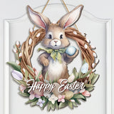 NNETM Easter Bunny Wreath Door Hanger for Holiday Decor