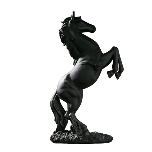 NNESN Graceful Black Polyresin Horse Decorative Craft